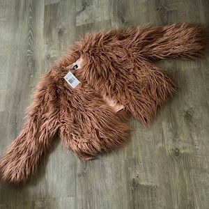 Mauve/dusty pink faux fur jacket